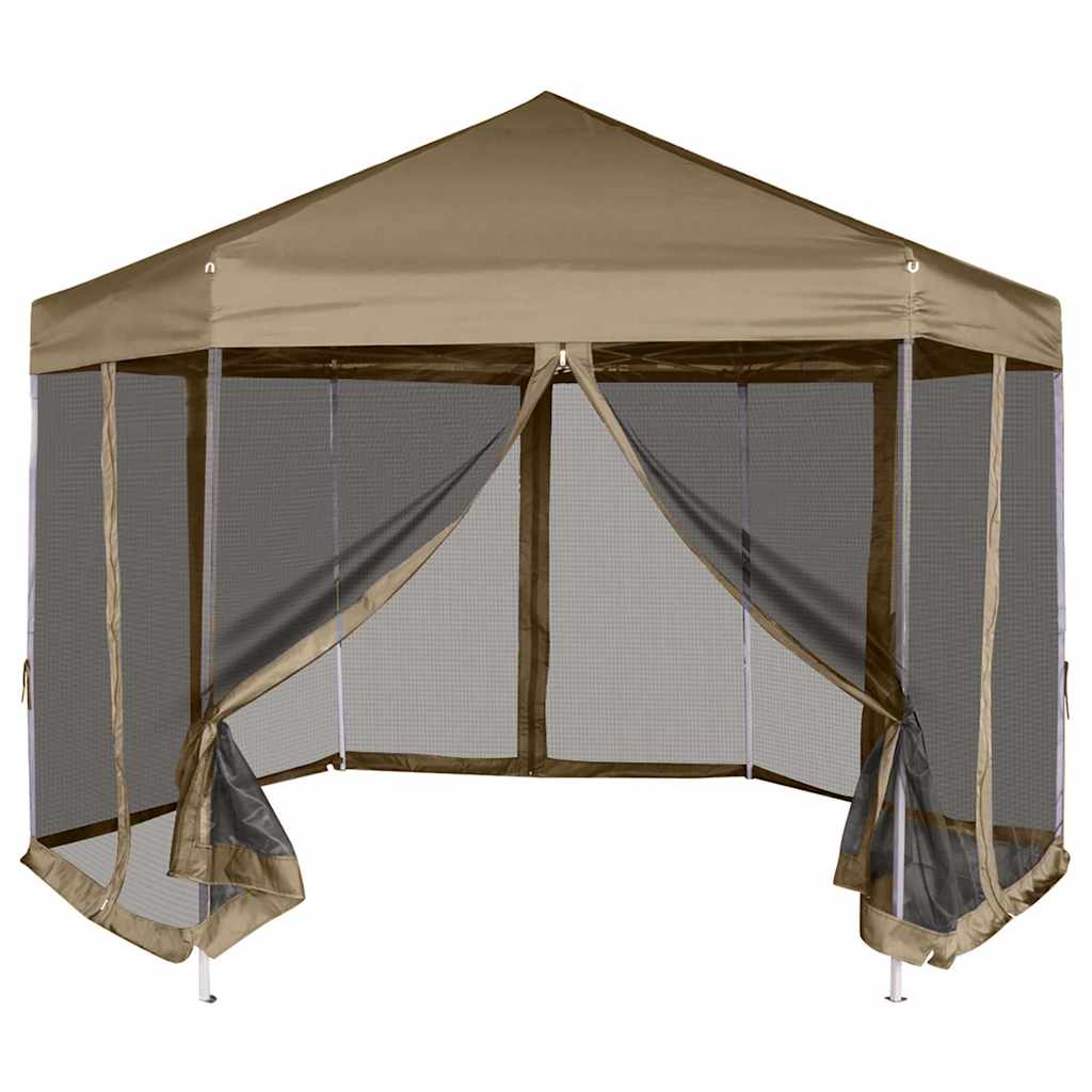 Vidaxx Partyzelt mit Wänden sechseckig 3,6x3,1 m taupe 220 g m²