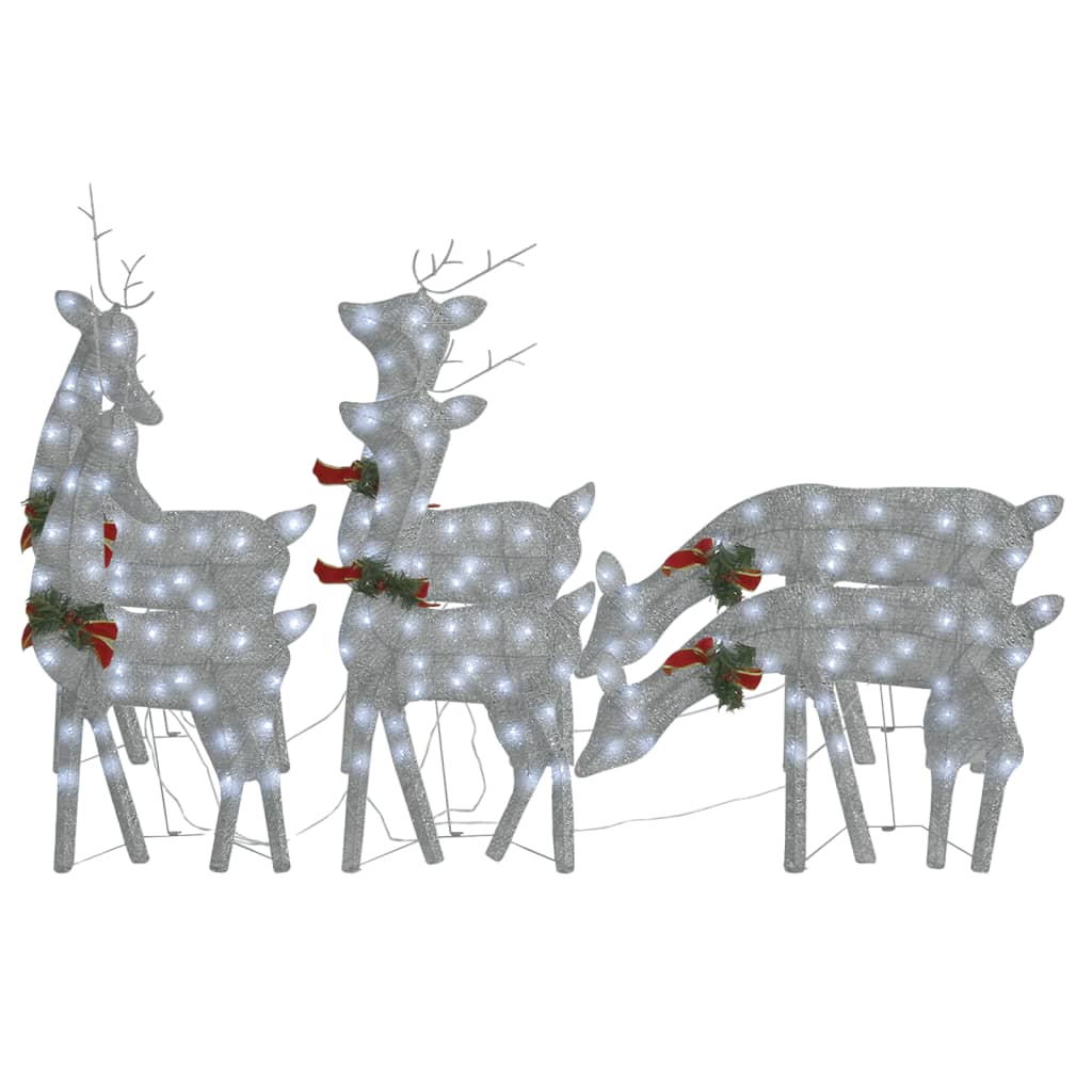 VidaXL Weihnachts-Rentier 6 Stück kaltweißes Netz silberfarben