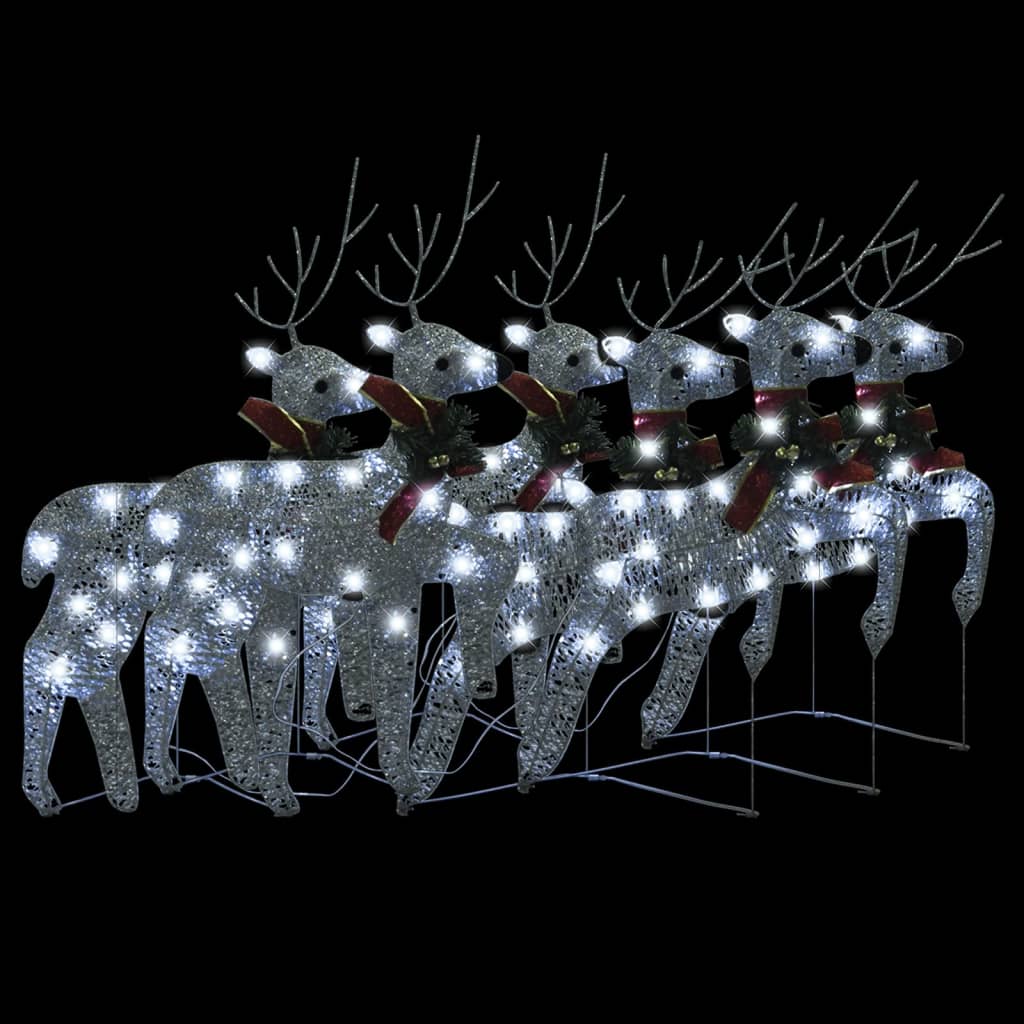 VidaXL Weihnachtsrentier 6 Stk. 120 LEDs Silber