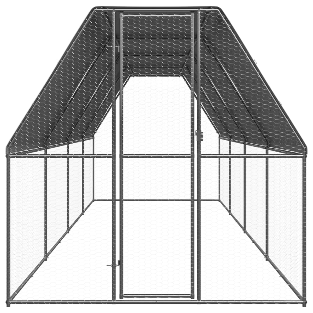 VidaXL Außenstall für Hühner 2x8x2 m aus verzinktem Stahl