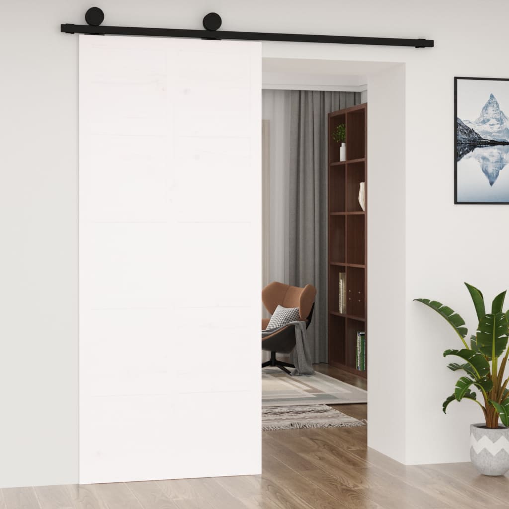 VidaXL Schiebetür 90x1,8x214 cm massives Kiefernholz weiß