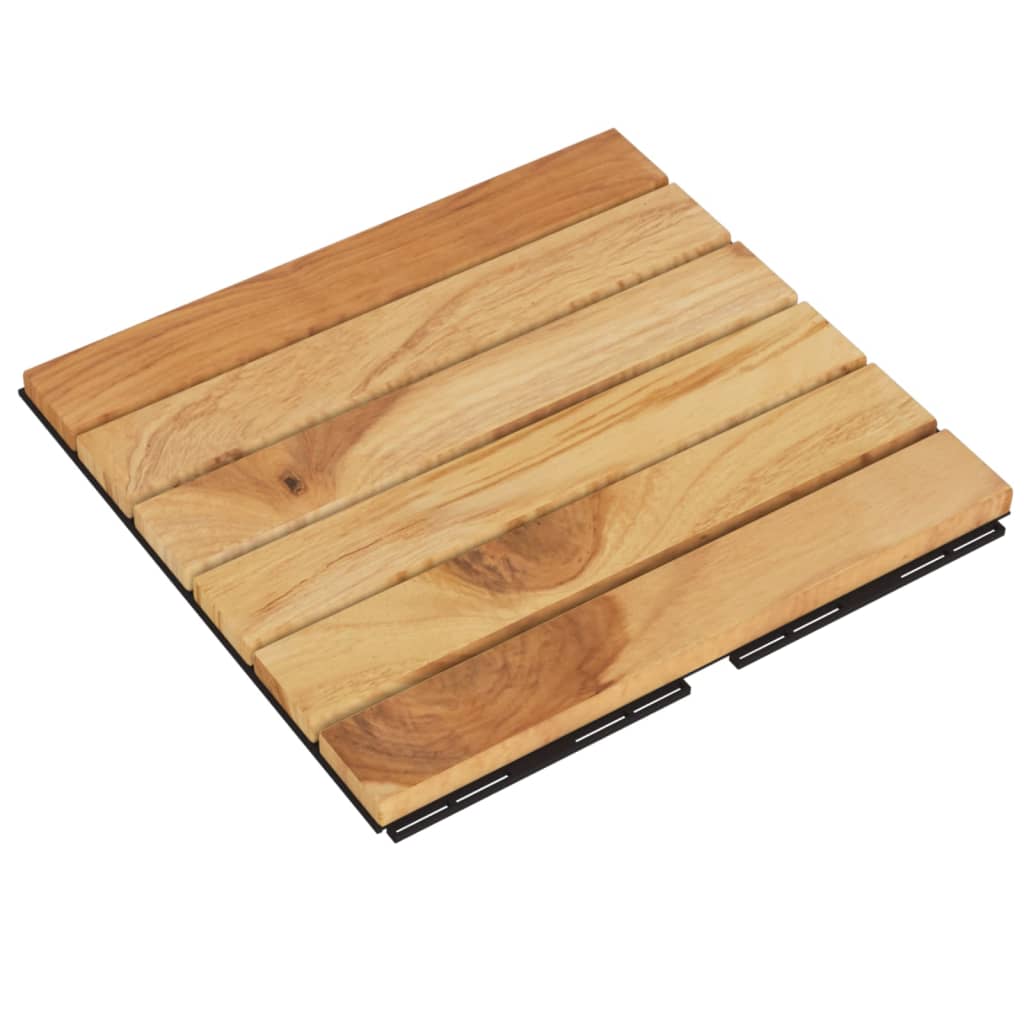 VidaXL Terrassenfliesen 10 Stück 30x30 cm massives Teakholz mit vertikalem Muster