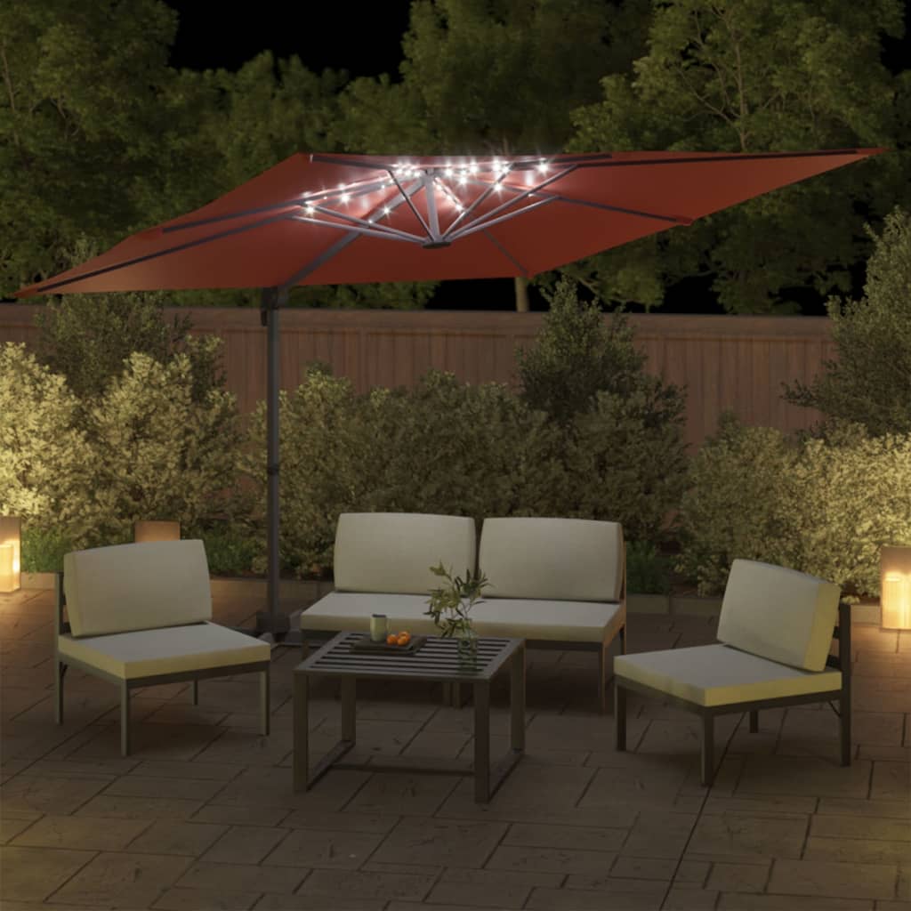 Vidaxx schwimmender Sonnenschirm mit LED-Beleuchtung 400x300 cm terrakottafarben