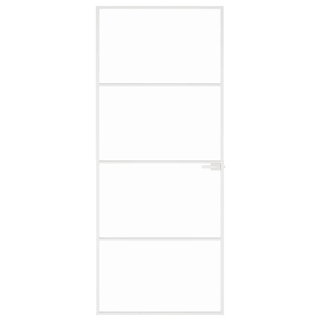 VidaXL Innentür 83x201,5 cm gehärtetes Glas und Aluminium schmal weiß