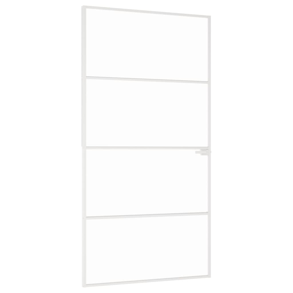 VidaXL Innentür 102x201,5 cm gehärtetes Glas und Aluminium schmal weiß