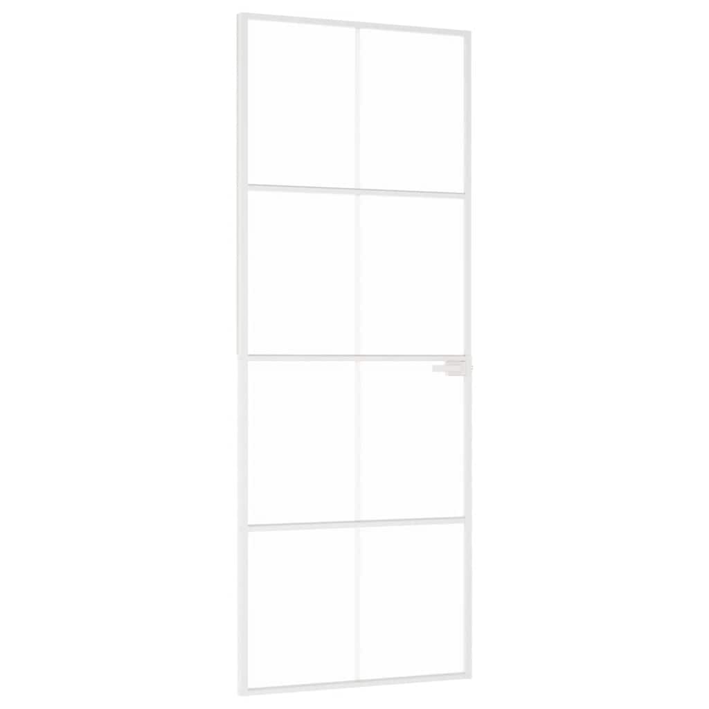 VidaXL Innentür 76x201,5 cm gehärtetes Glas und Aluminium schmal weiß