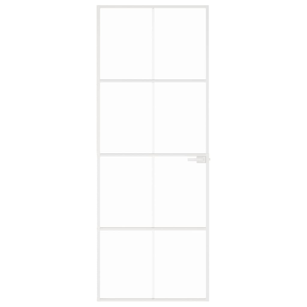 VidaXL Innentür 76x201,5 cm gehärtetes Glas und Aluminium schmal weiß