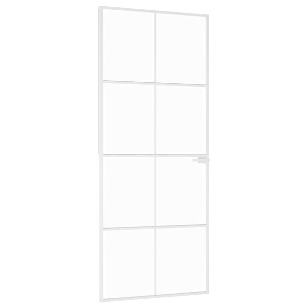 VidaXL Innentür 83x201,5 cm gehärtetes Glas und Aluminium schmal weiß