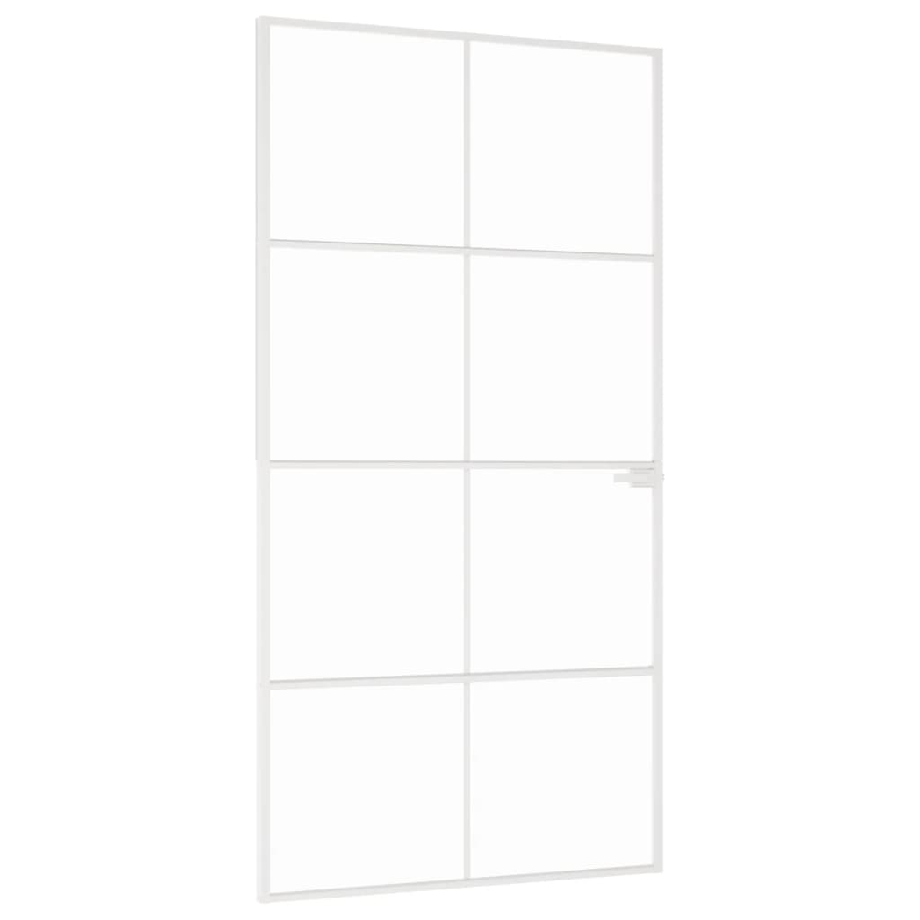 VidaXL Innentür 102x201,5 cm gehärtetes Glas und Aluminium schmal weiß