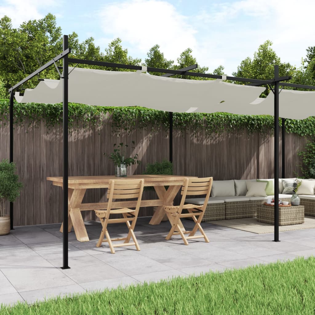 VidaXL Pergola mit ausfahrbarem Dach 589x292x230 cremefarben