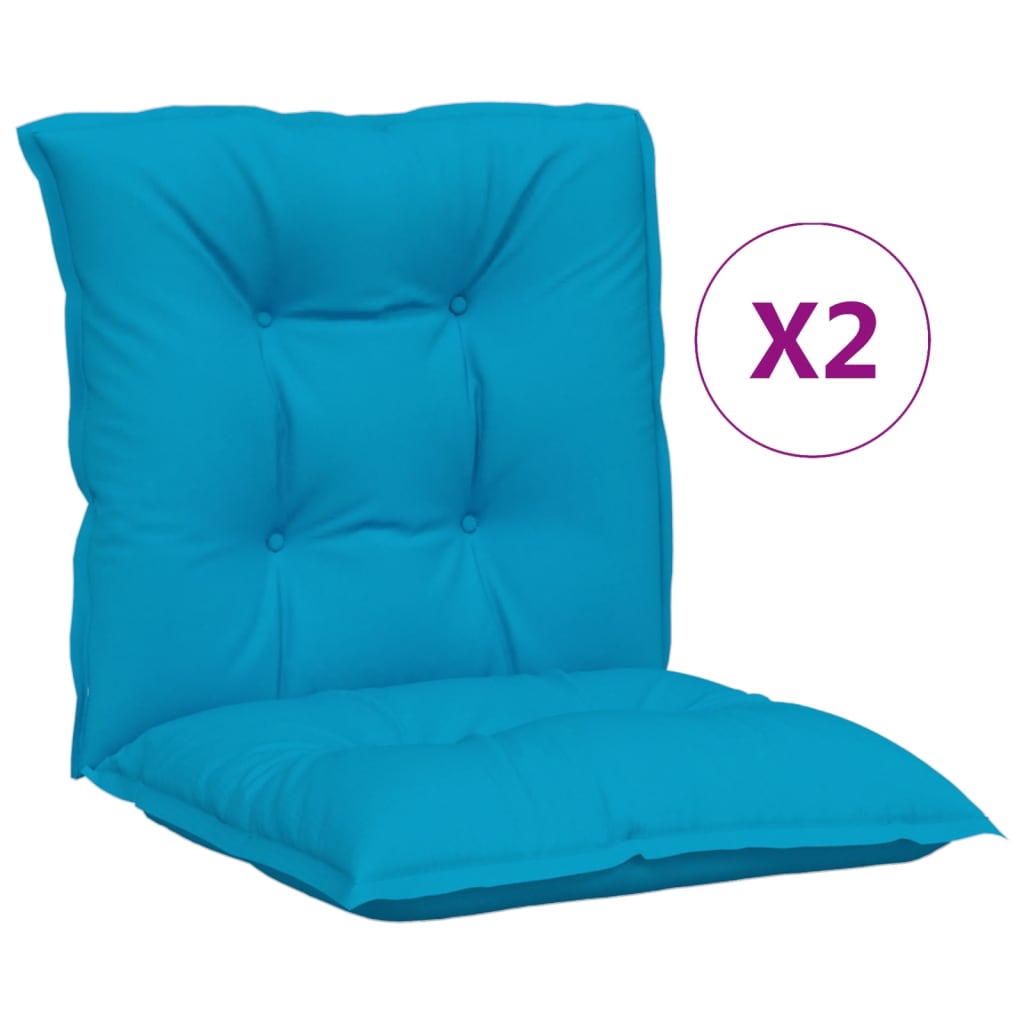 VidaXL Gartenstuhlkissen 2 Stück niedrige Rückenlehne 100x50x7 cm Stoff blau