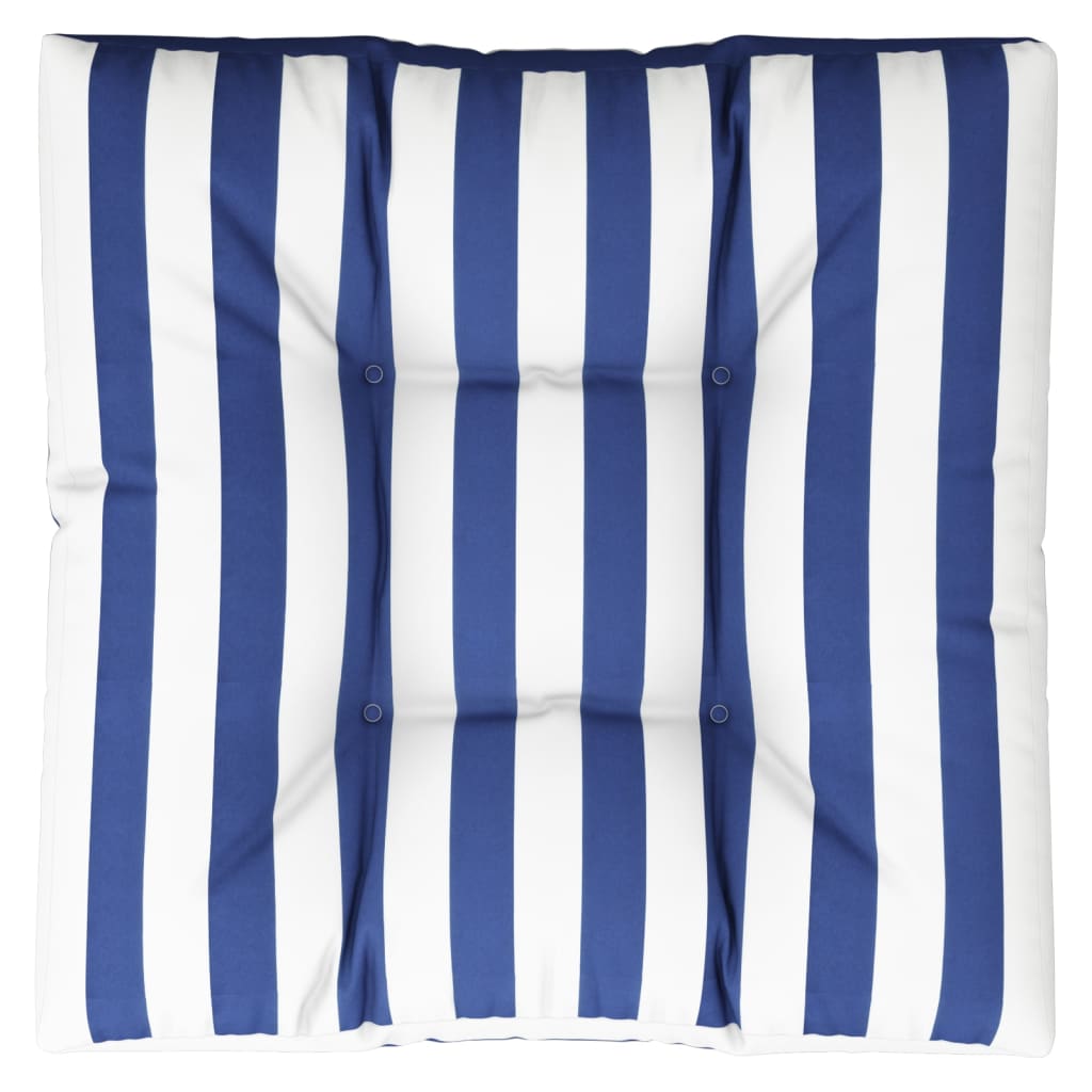 VidaXL Palettenkissen gestreift 70x70x12 cm Stoff blau und weiß