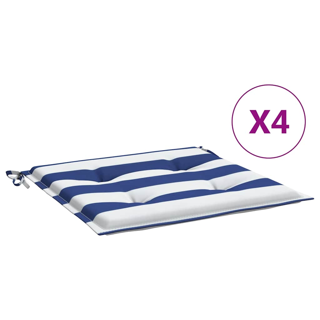 VidaXL Gartenstuhlkissen 4 gestreift 40x40x4 cm Stoff weiß und blau