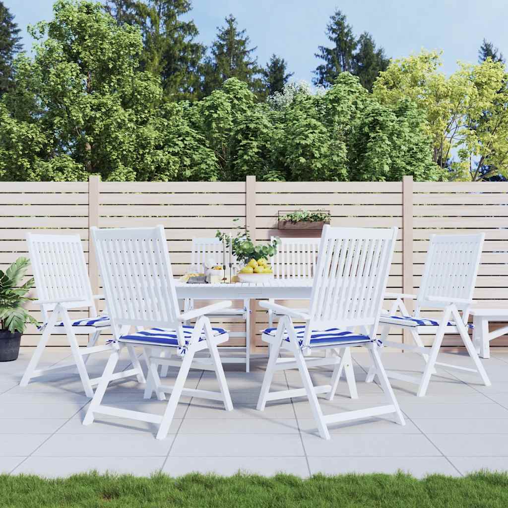 VidaXL Gartenstuhlkissen 6 Stück gestreift 50x50x4 cm Stoff weiß und blau