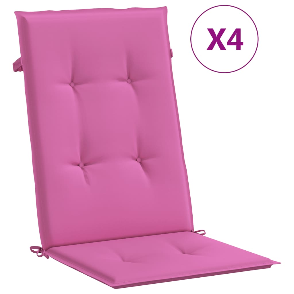 VidaXL Stuhlkissen 4 Stück Stoff mit hoher Rückenlehne rosa