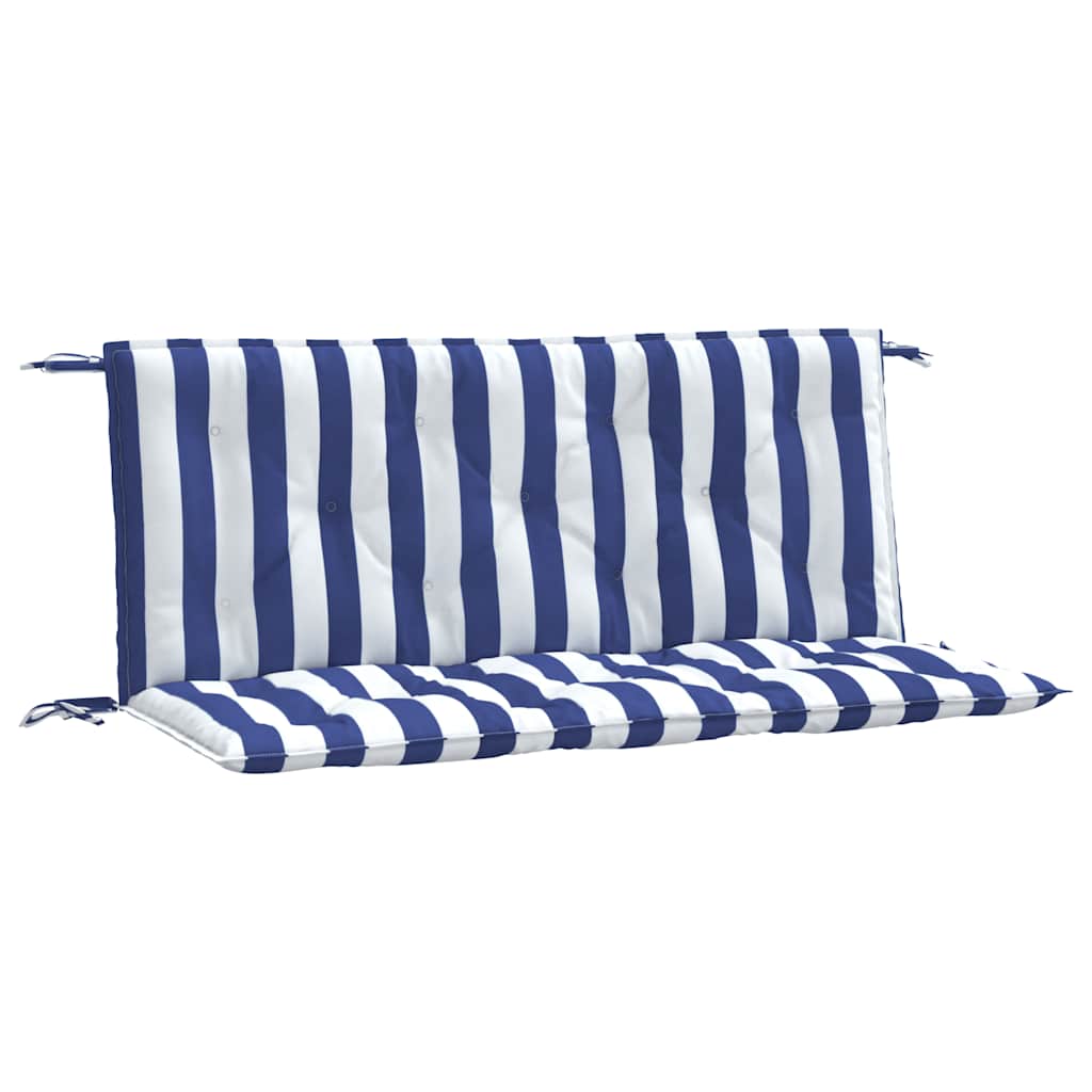 VidaXL Gartenbankauflagen 2 Stück gestreift 120x50x7 cm Stoff weiß und blau