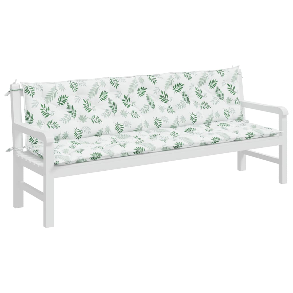 VidaXL Gartenbankkissen 2 Stück Blattmuster 200x50x7 cm Stoff