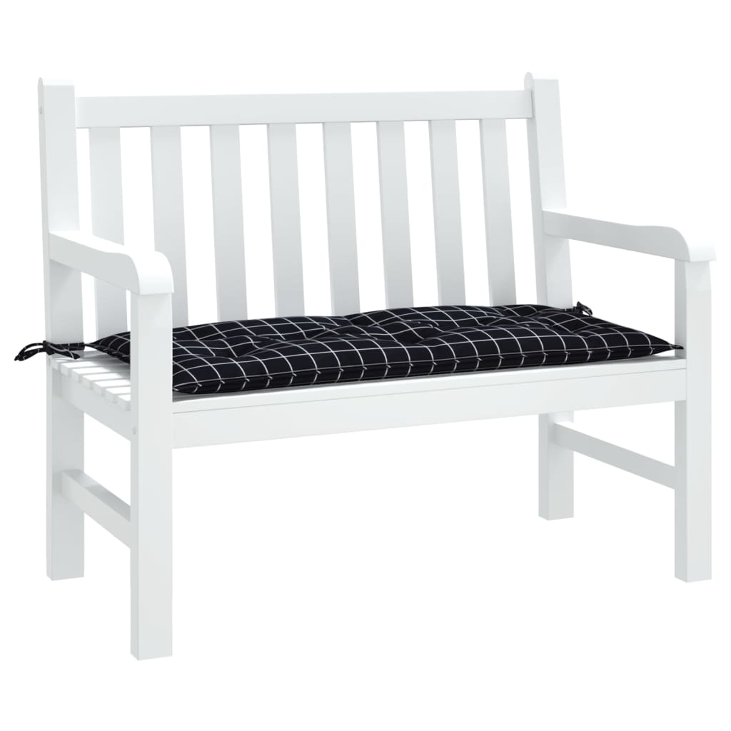 VidaXL Gartenbankauflage Rautenmuster 110x50x7 cm Stoff schwarz