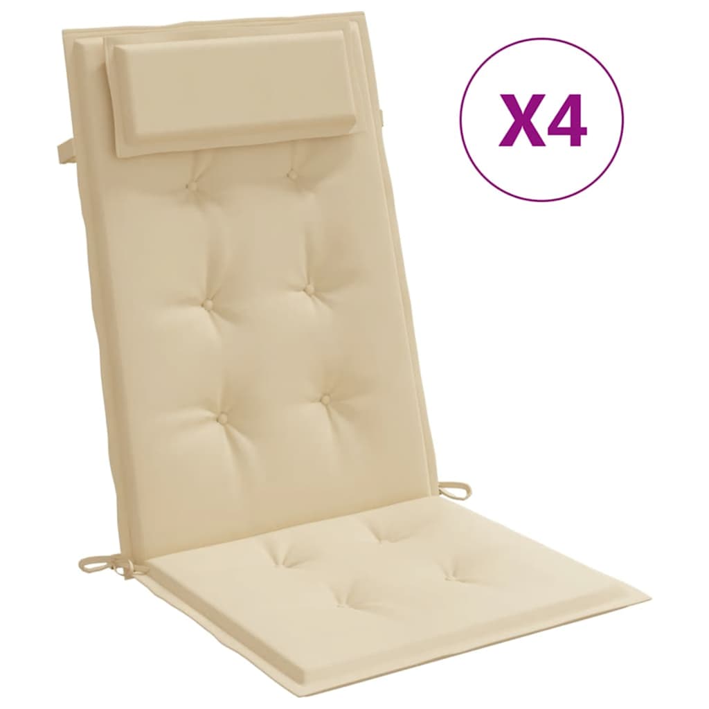 VidaXL Stuhlkissen 4 Stück Oxford-Stoff mit hoher Rückenlehne Beige
