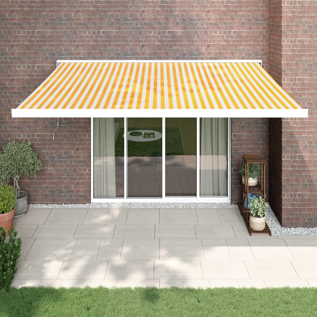 VidaXL Ausziehbare Markise 4,5 x 3 m, Stoff und Aluminium, Gelb und Weiß