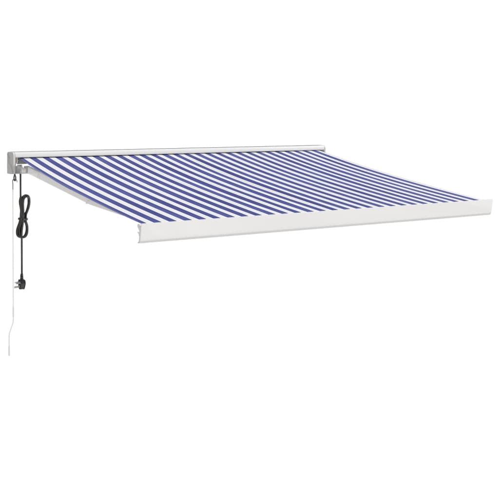 VidaXL Ausziehbare Markise 3x2,5 m Stoff und Aluminium Blau und Weiß