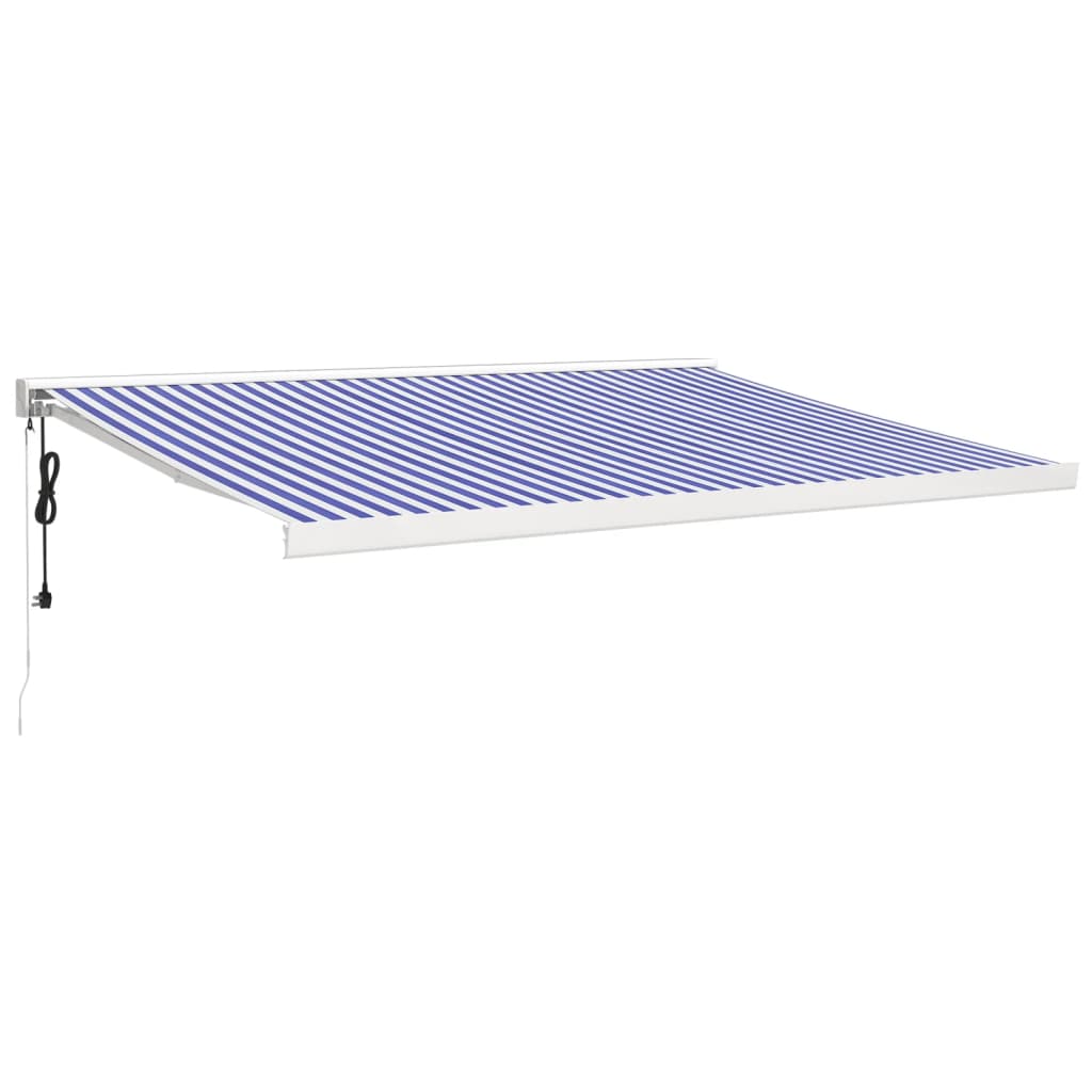 VidaXL Ausziehbare Markise 4,5x3 m Stoff und Aluminium Blau und Weiß