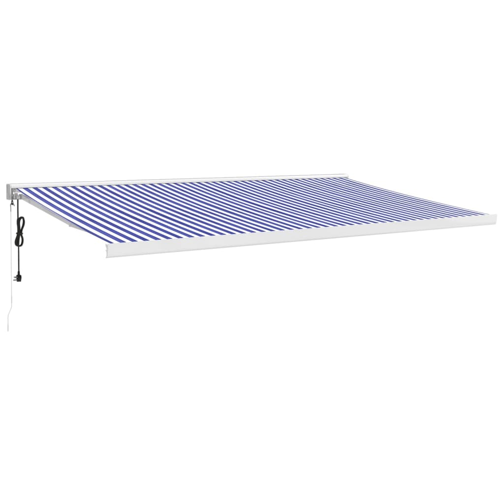 VidaXL Ausziehbare Markise 5x3 m Stoff und Aluminium Blau und Weiß