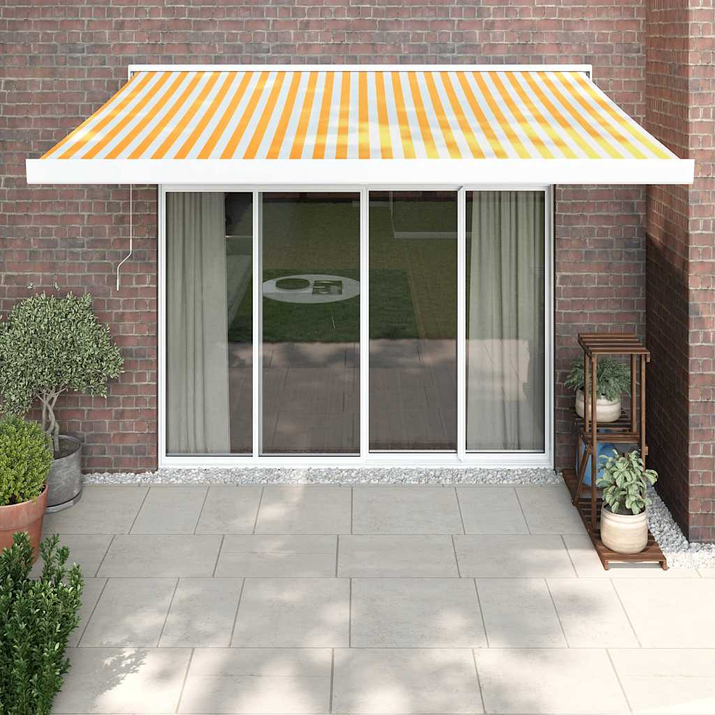 VidaXL Ausziehbare Markise 3x2,5 m Stoff und Aluminium Gelb und Weiß