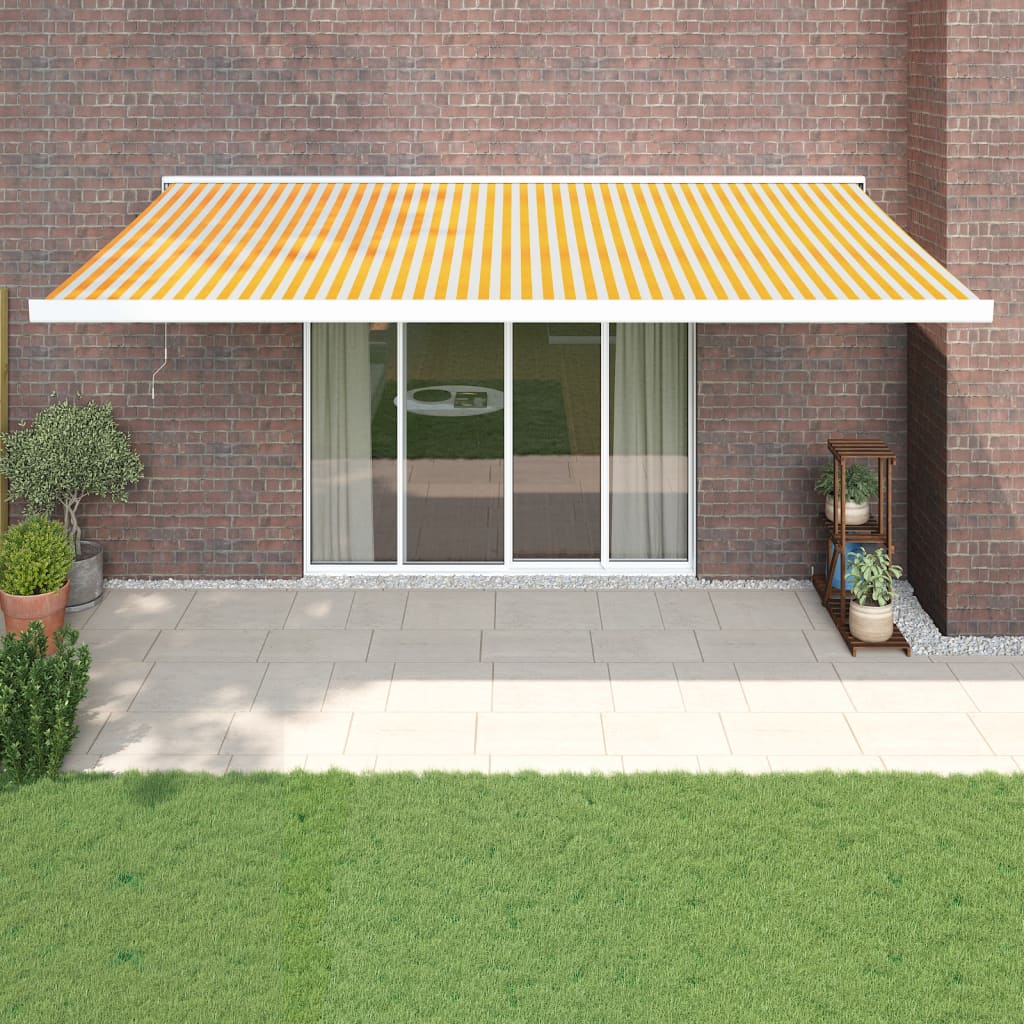 VidaXL Ausziehbare Markise 5x3 m Stoff und Aluminium Gelb und Weiß