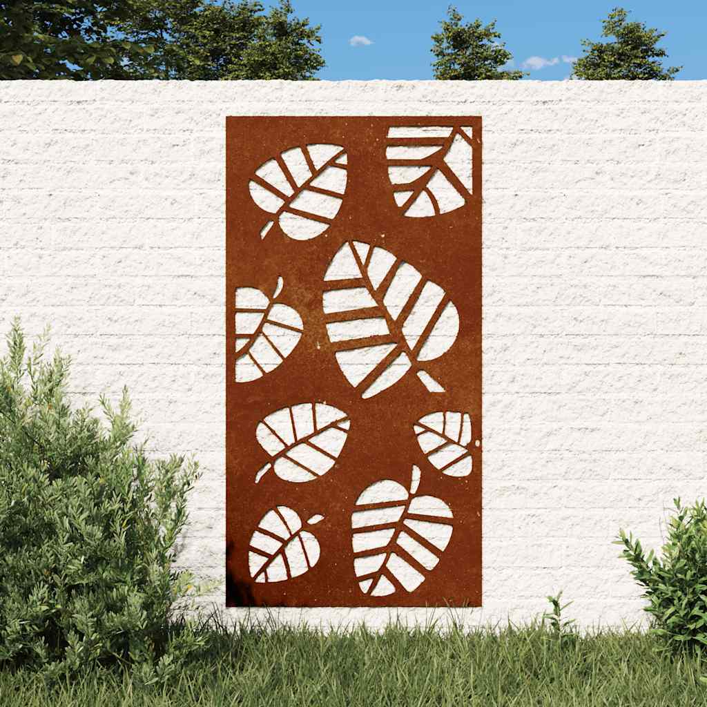 Vidaxxl Wanddekoration Gartenblattdesign 105x55 cm Cortenstahl