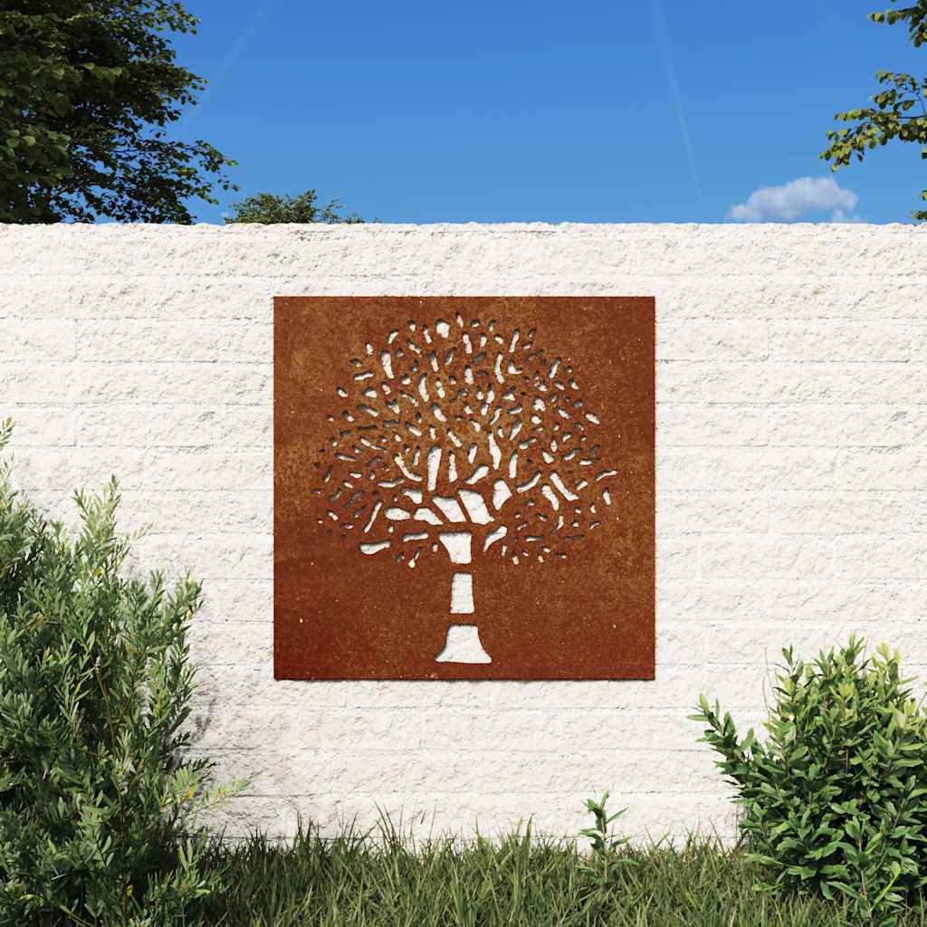 VidaXL Wanddekoration Gartenbaum Design 55x55 cm Cortenstahl