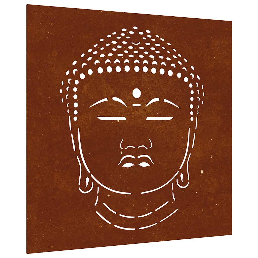 Vidaxxl Wanddekoration Garten Buddha Kopf Design 55x55 cm Cortenstahl