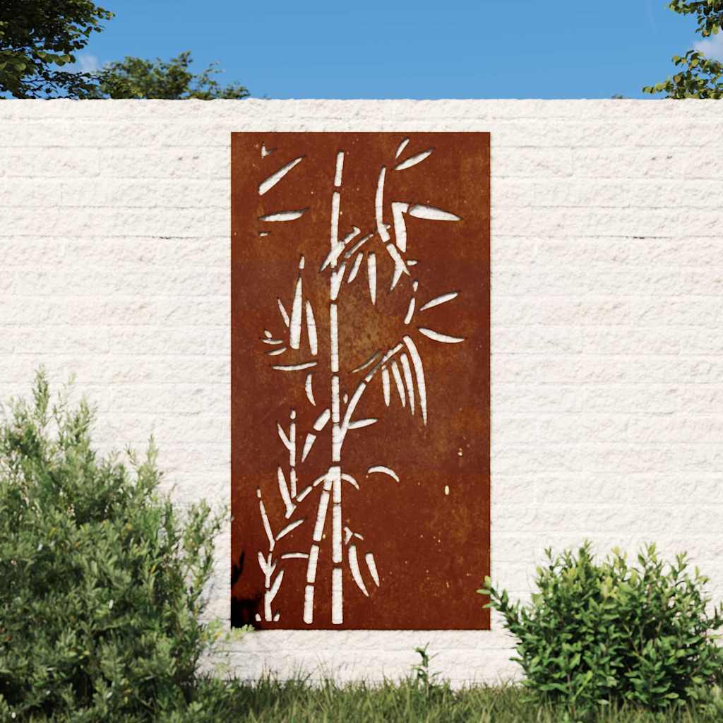 VidaXL Wanddekoration Garten Bambus Design 105x55 cm Cortenstahl