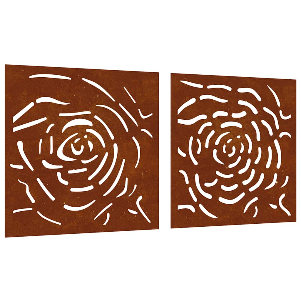 Vidaxxl Wanddekoration Garten 2 Stk. Rosendesign 55x55 cm Cortenstahl
