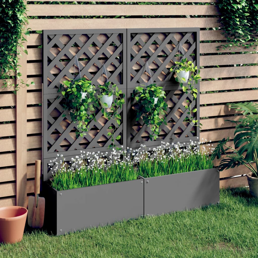 VidaXL Pflanzgefäße mit Gitter 2 Stück 65x33x135 cm HKC grau