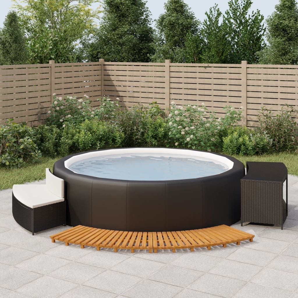 Vidaxx Whirlpool-Umrandung aus Polyrattan und massivem Akazienholz schwarz