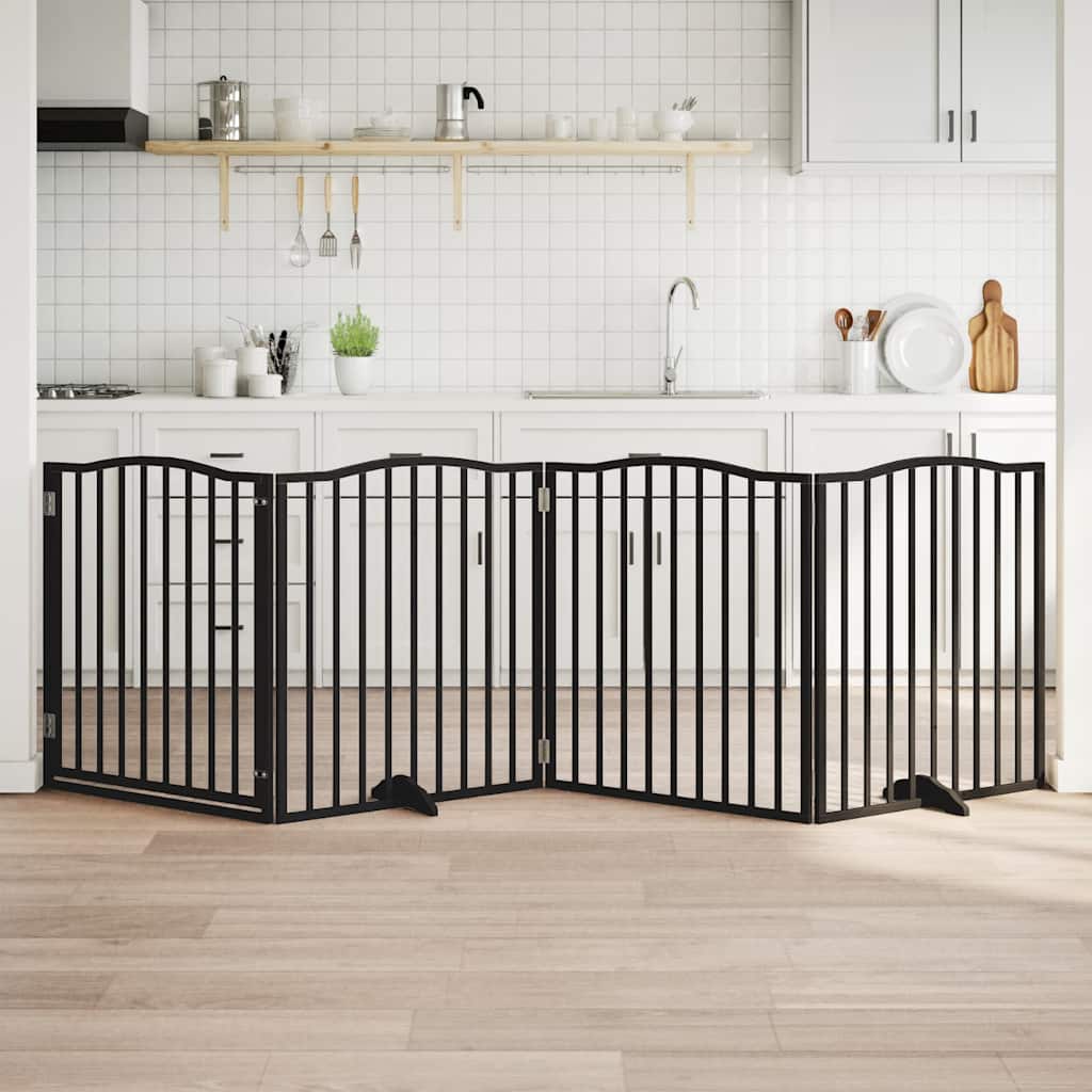 Vidaxx faltbares Hundegitter 4 Paneele 320 cm Pappelholz schwarz
