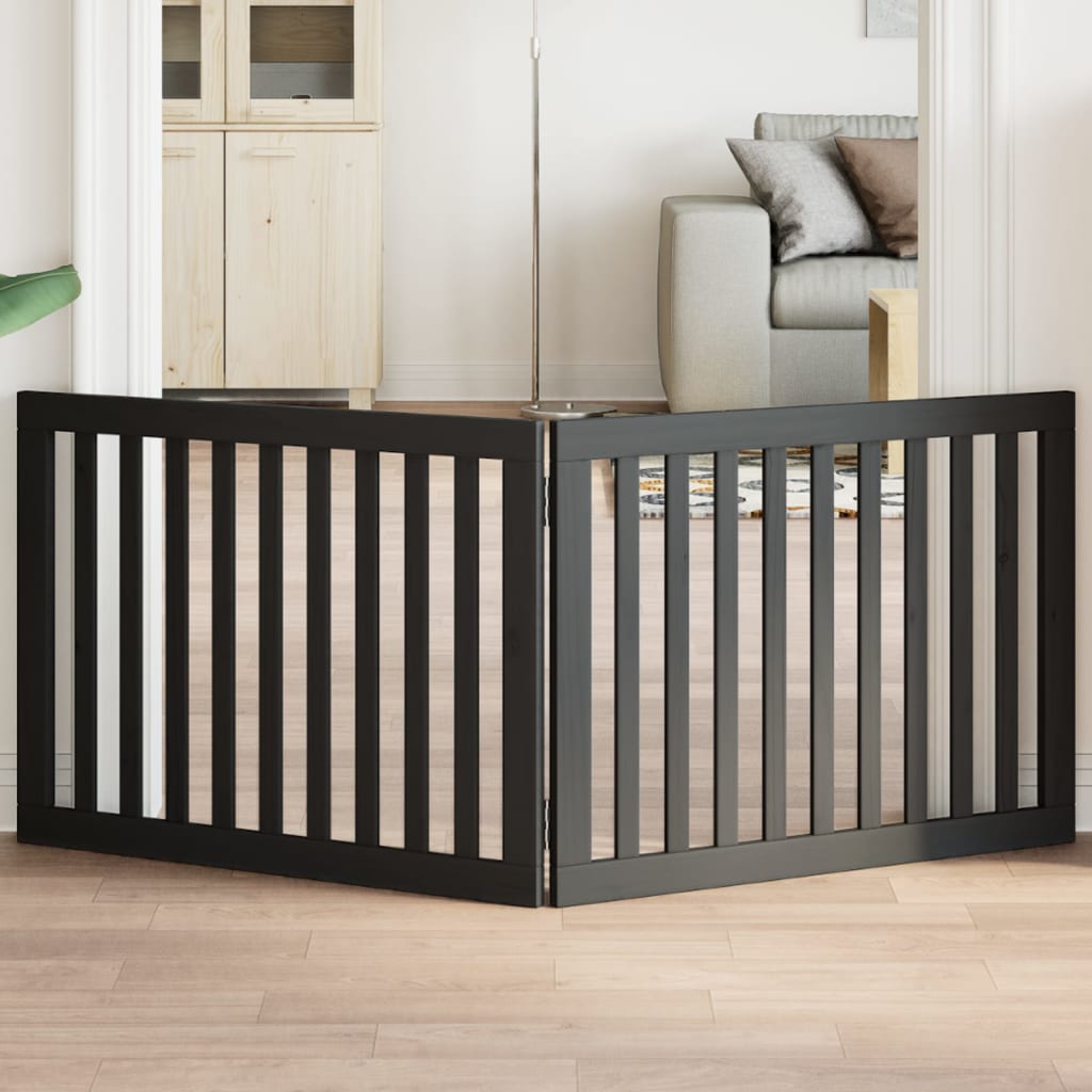 Vidaxx faltbares Hundegitter 2 Paneele 160 cm Pappelholz schwarz