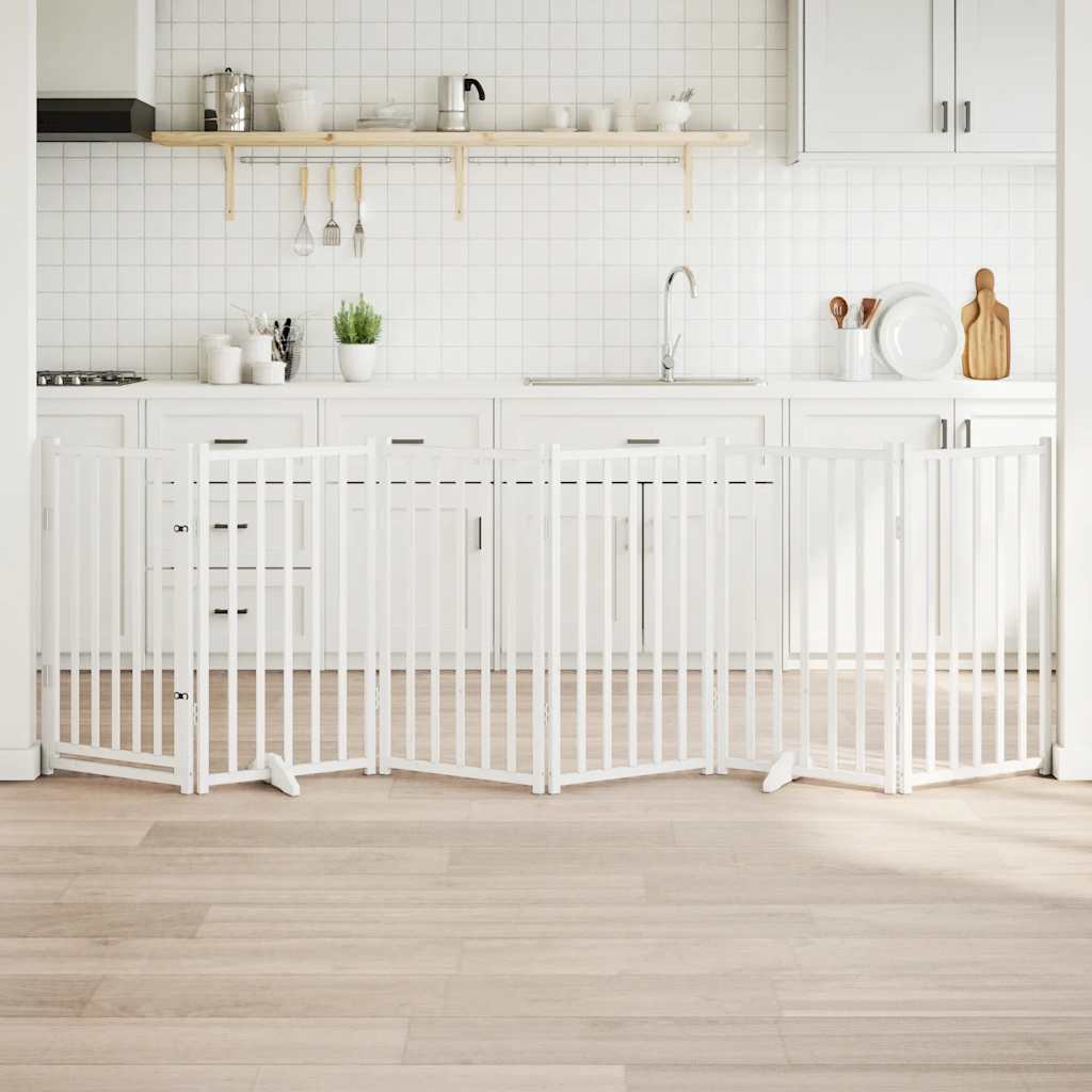 Vidaxl faltbares Hundegitter 6 Paneele 300 cm massives Kiefernholz weiß