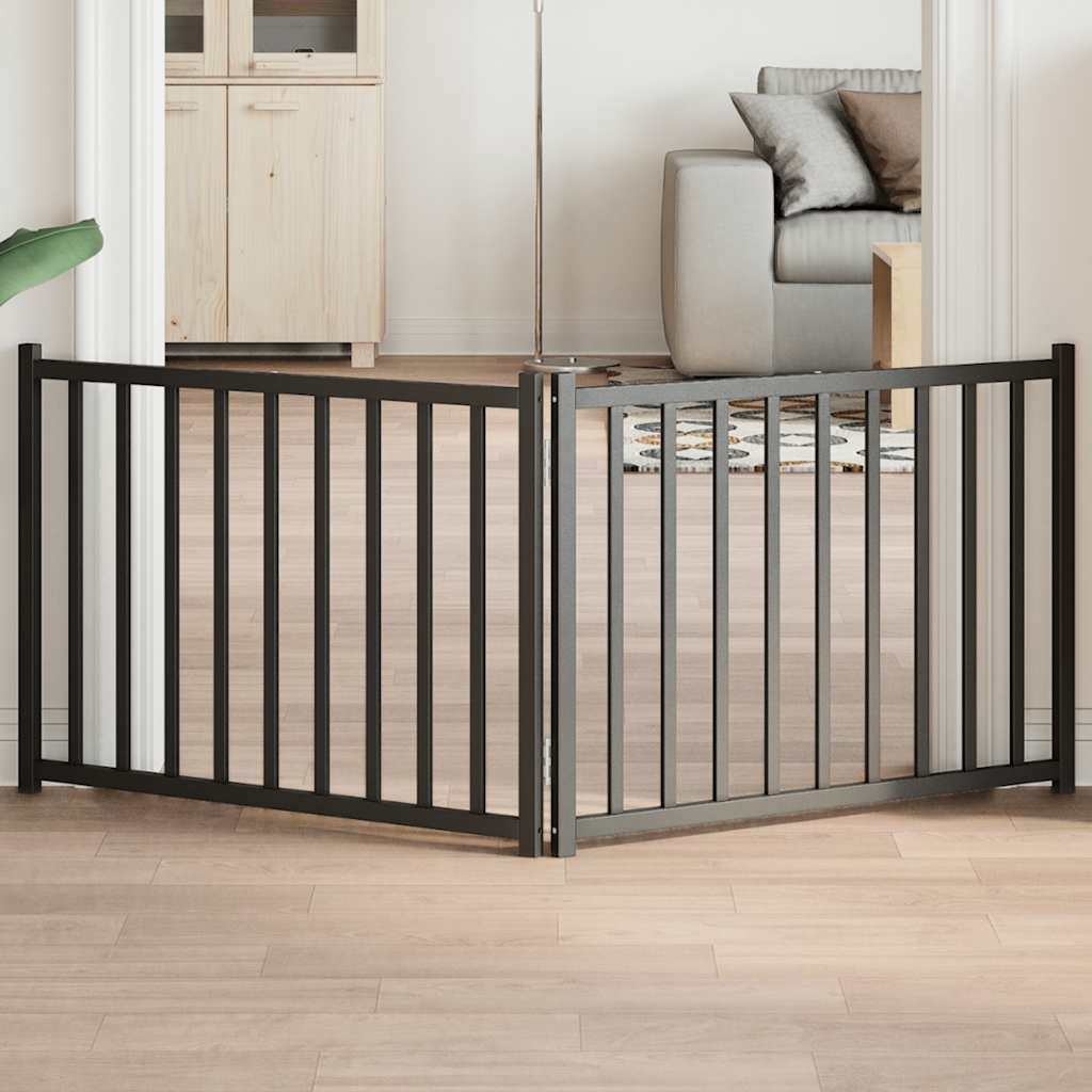 Vidaxl faltbares Hundegitter 2 Paneele 160 cm massives Kiefernholz schwarz