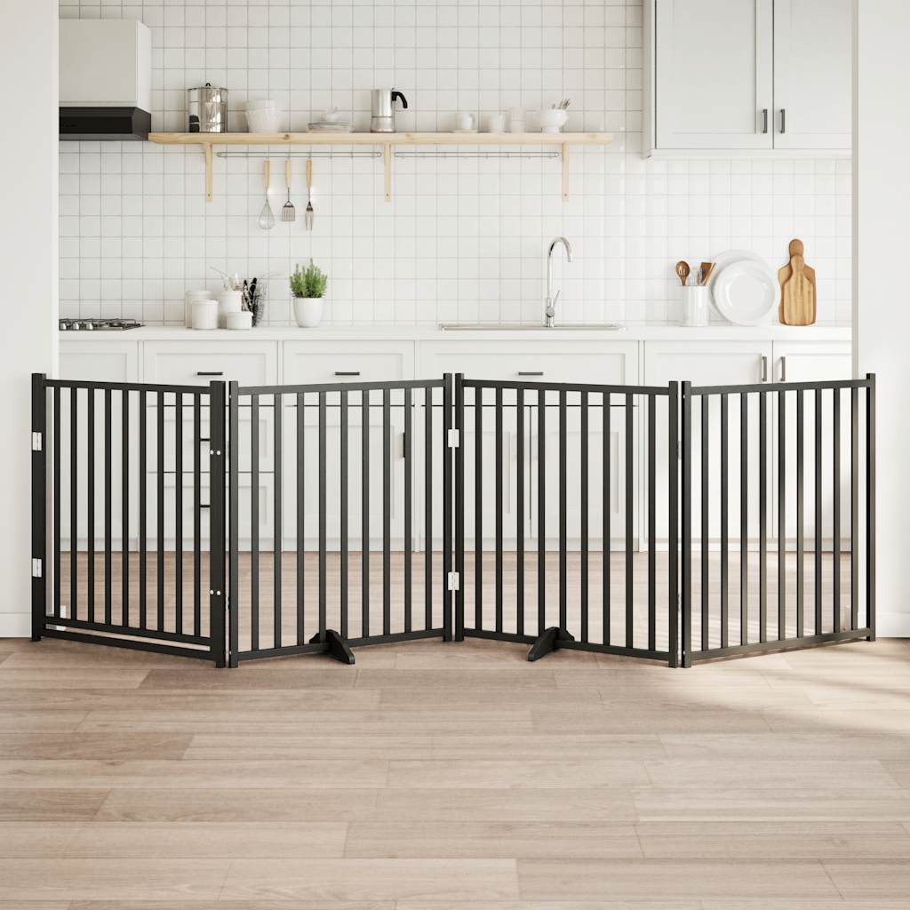 Vidaxl faltbares Hundegitter 4 Paneele 320 cm massives Kiefernholz schwarz