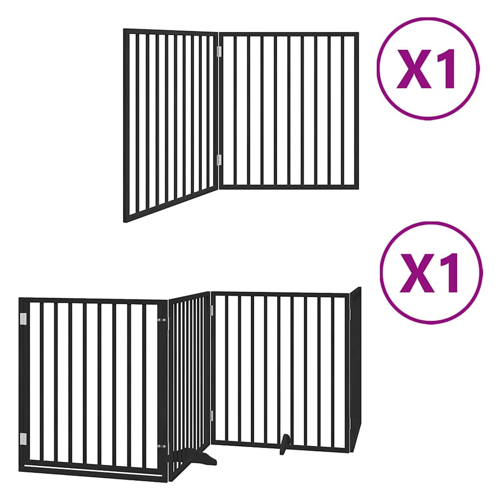 Vidaxl hondenhek inklapbaar 6 panelen 480 cm populierenhout zwart