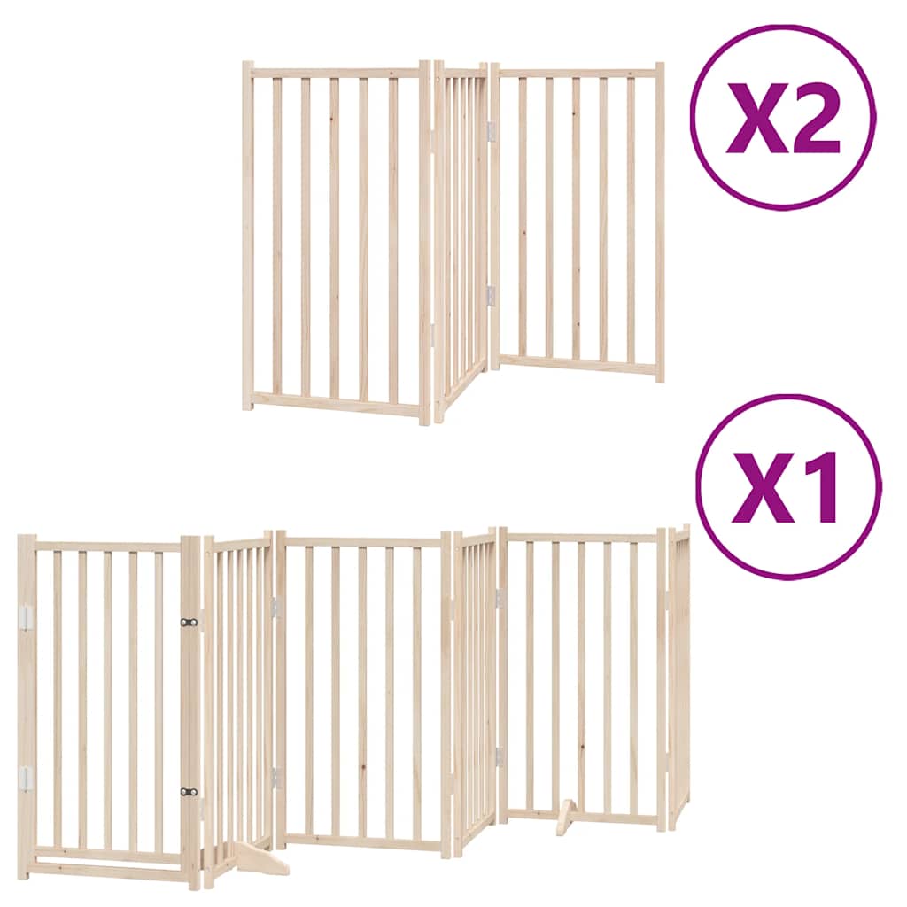 Vidaxl hondenhek inklapbaar met deur 12 panelen 600 cm populierenhout