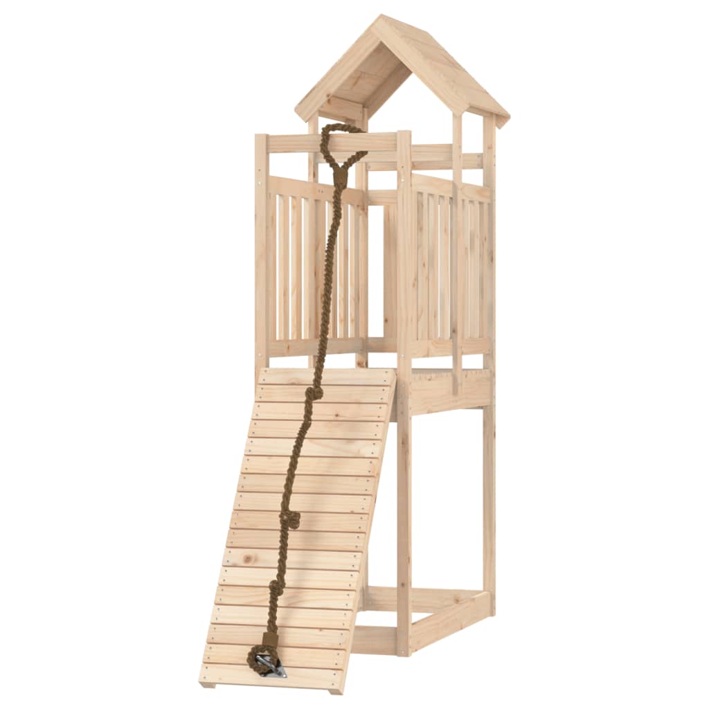 VidaXL Spielhaus mit Kletterwand aus massivem Kiefernholz