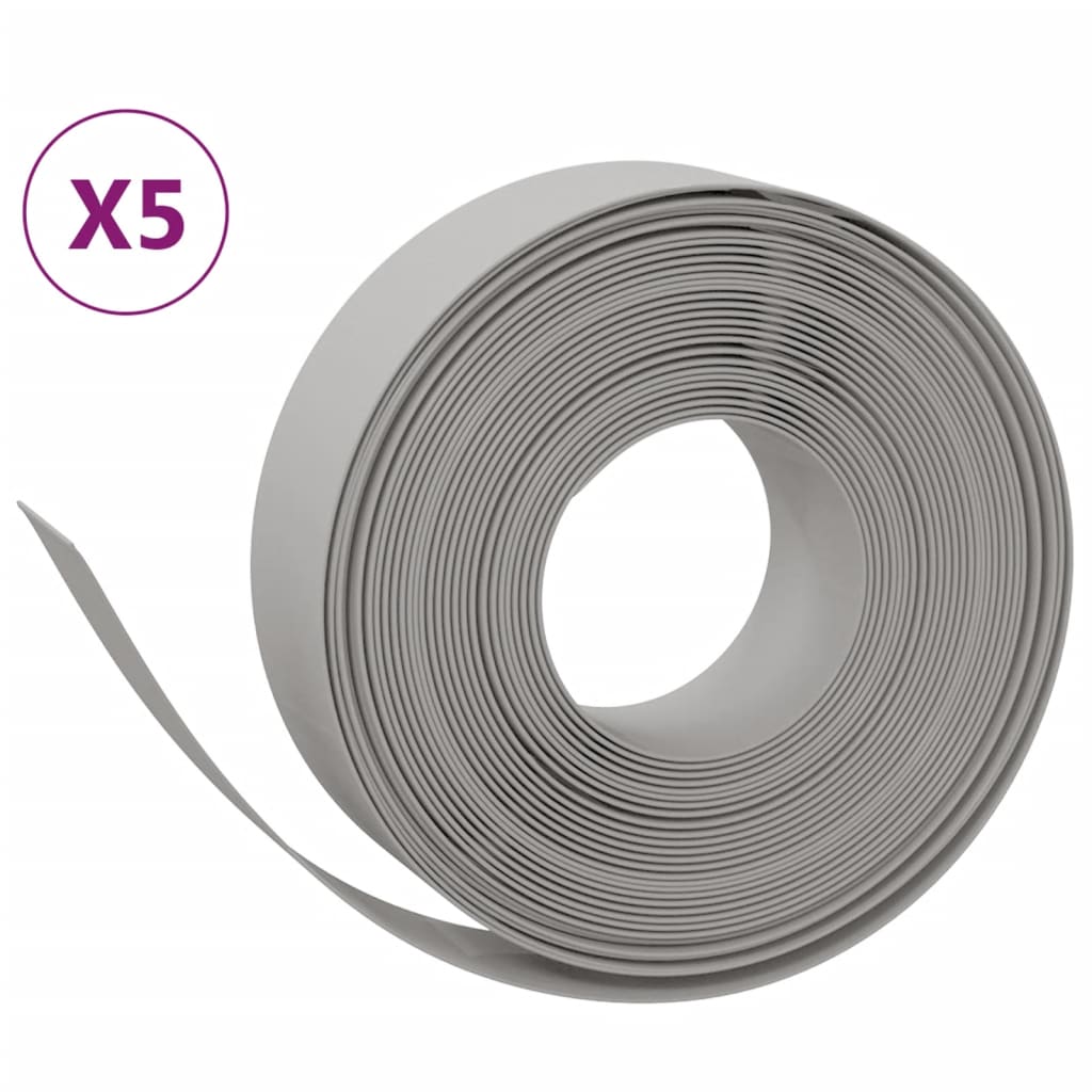 VidaXL Garteneinfassung 5 Stk. 10 m 15 cm Polyethylen grau