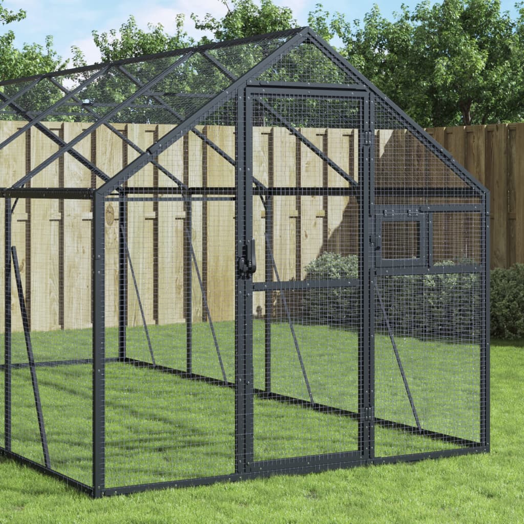 VidaXL Voliere 1,79x4x1,85 m Aluminium Anthrazit