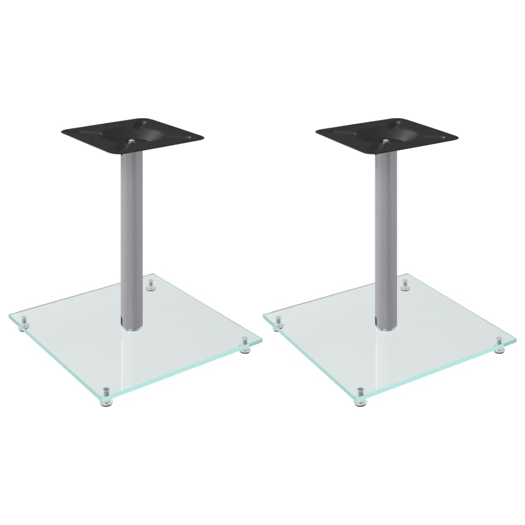 Vidaxl-Lautsprecherständer, 2 Stück, 1 Säule, gehärtetes Glas, silberfarben