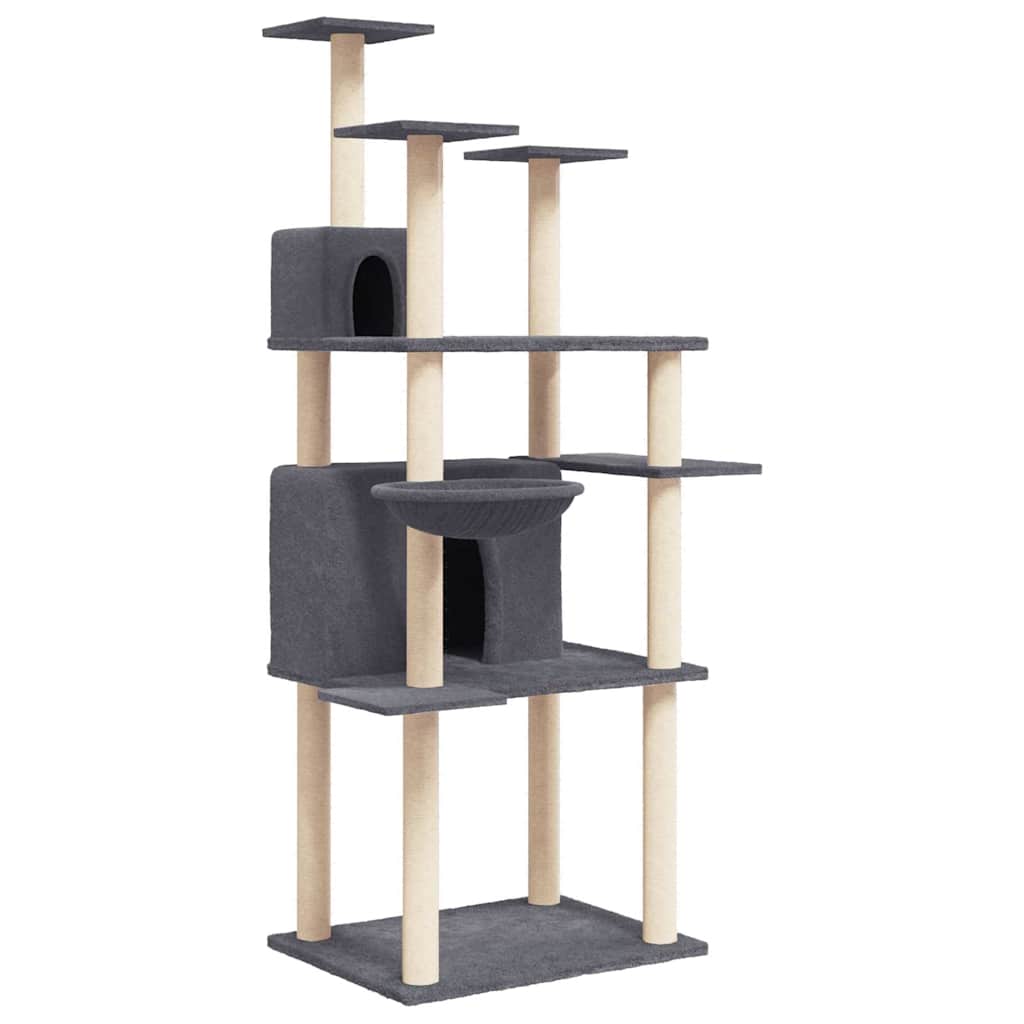 Vidaxl Katzenmöbel mit Sisal-Kratzstämmen 166 cm dunkelgrau