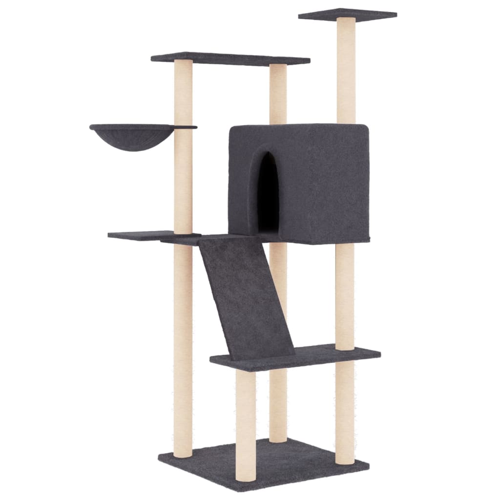 Vidaxl Katzenmöbel mit Sisal-Kratzstämmen 143 cm dunkelgrau