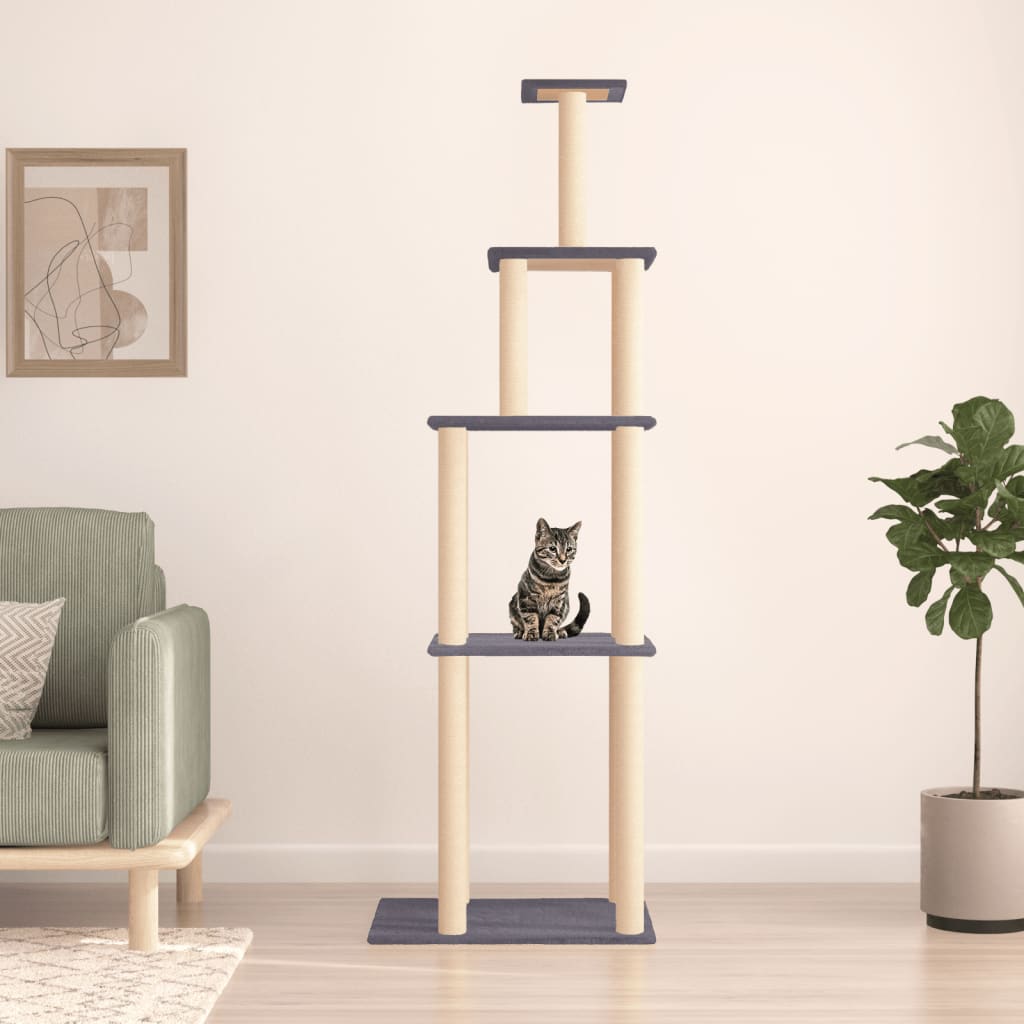 Vidaxl Katzenmöbel mit Sisal-Kratzstämmen 183 cm dunkelgrau